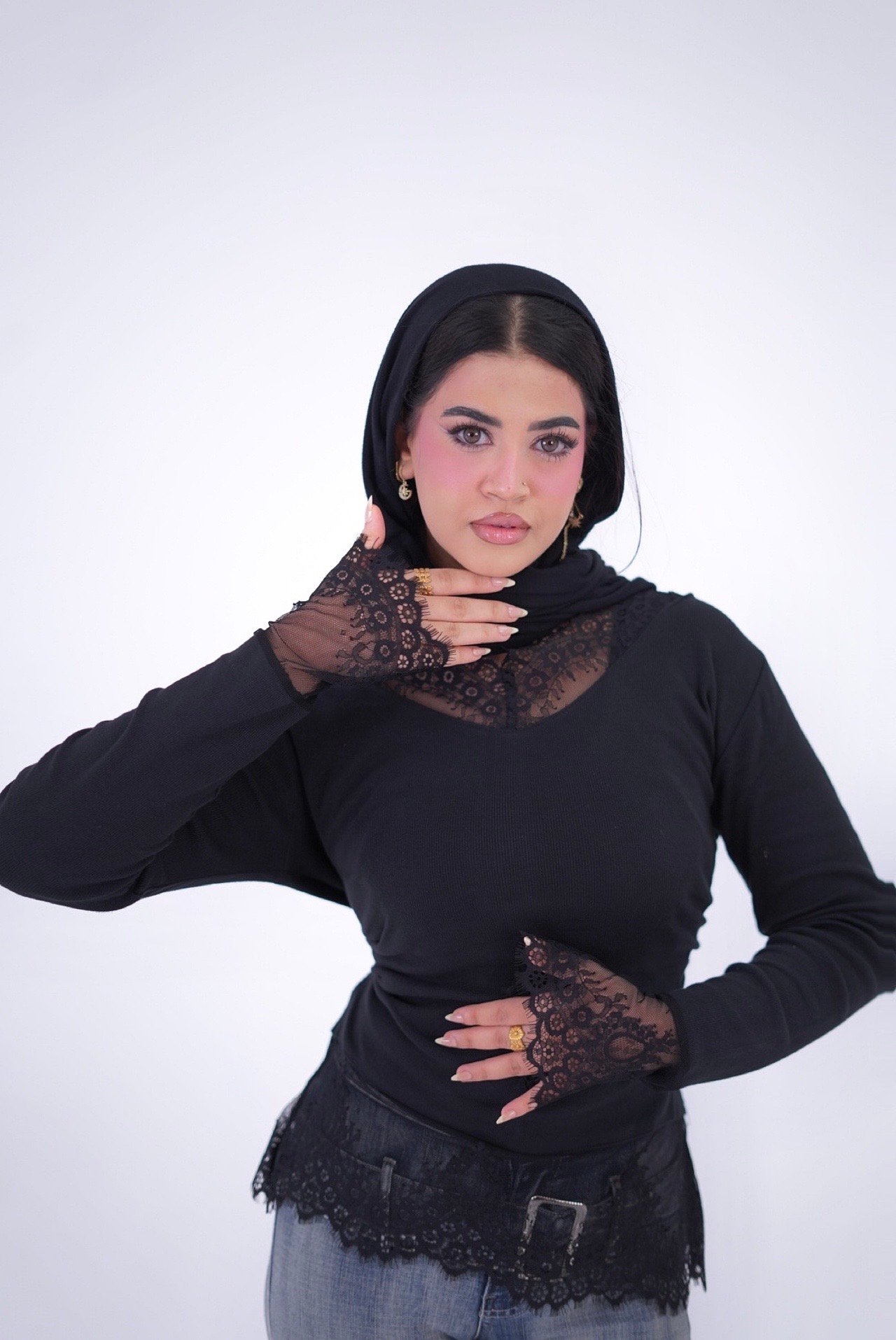 Black Lace Trimmed Top
